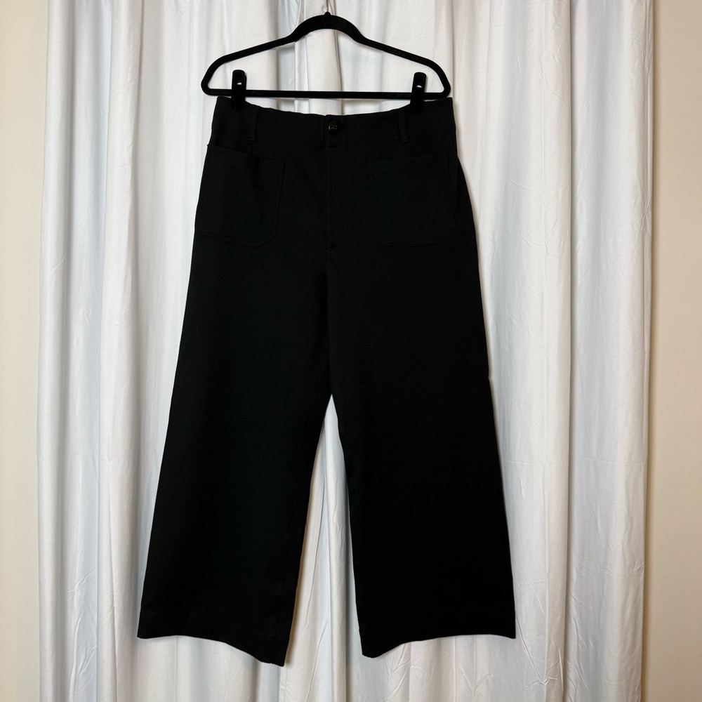 Maeve Colette Black Ponte Wide Leg Cropped Pants High Rise Women’s 33 - Picture 3 of 11